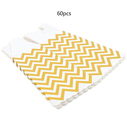 Hjlian Lot De 60 Sachets De Pop-Corn A Rayures Pour Anniversaire, Fete, Cinema, Fete, Vagues