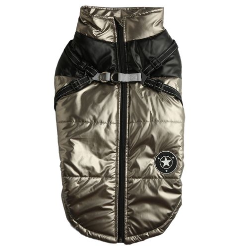Hjlian Manteau D'hiver Chaud Et Epais Pour Chien, Col Ample, Veste Pour Temps Froid, Pour Grands Chiens, Noir Et Or, Taille 5xl