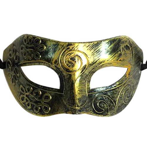 Hjlian Masque De Gentleman Romain, Masque Sculpte Retro A La Mode Pour Accessoire De Visage De Bal Costume (Jaune Dore)