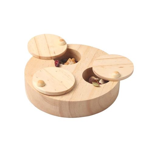 Hjlian Petit Hamster De Compagnie, Cochon D'inde, Jouets De Recherche De Nourriture En Bois Riches, Collations Cachees Interactives, Jouets Educatifs De Jeu De Tabac A Priser Ronds Et Rotatifs