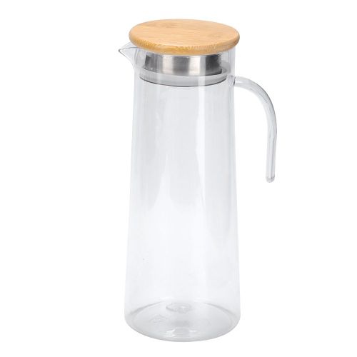 Hjlian Pichet A Jus En Acrylique Transparent De 1,2 L, Pichet D'eau Froide Pour Bar, Usage Domestique, Couvercle En Bambou