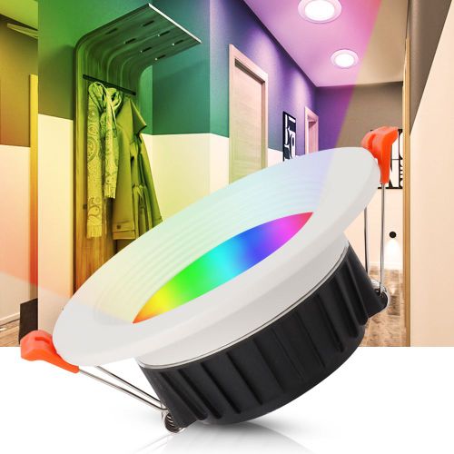 Hjlian Plafonnier Led Intelligent Blanc Rgb Cw A Intensite Variable, Controle Par Application Mobile, 7 W, Ac85-265 V