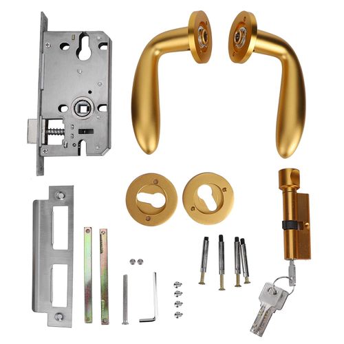 Hjlian Poignee De Porte D'entree Ultra Silencieuse En Alliage De Zinc, Ensemble De Leviers De Verrouillage Reversibles Pour Portes Droites Et Gauches