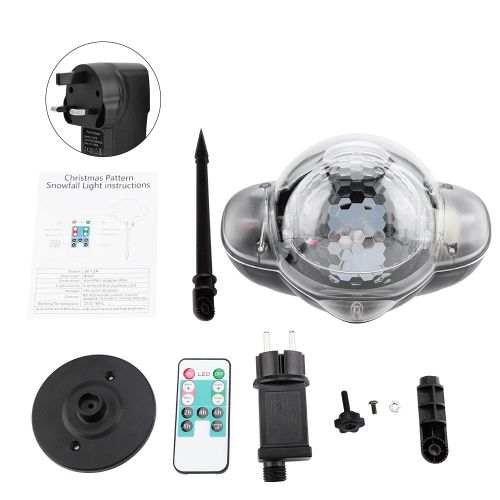 Hjlian Projecteur Led Etanche 100-240 V, Motif Etoile Et Cour, Eclairage De Jardin Avec Telecommande (Prise Britannique)