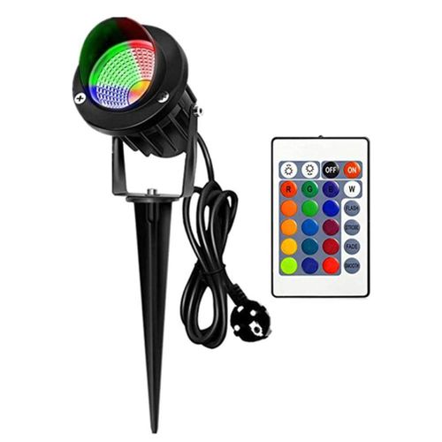 Hjlian Projecteurs De Paysage Cob, Eclairage Colore Rvb Avec Piquet De Terre, Telecommande, Projecteur Exterieur Pour Jardin, Cour, Pelouse