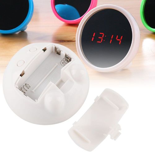 Hjlian Reveil De Table Numerique A Led Avec Miroir, Affichage 24 Heures (Blanc)
