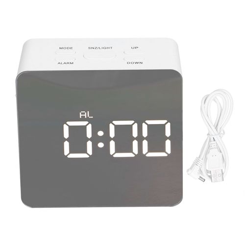 Hjlian Reveil Miroir Led Avec Affichage De La Temperature, De La Date Et De L'heure, Fonction Repetition Pour Chambre A Coucher, Salon, Bureau