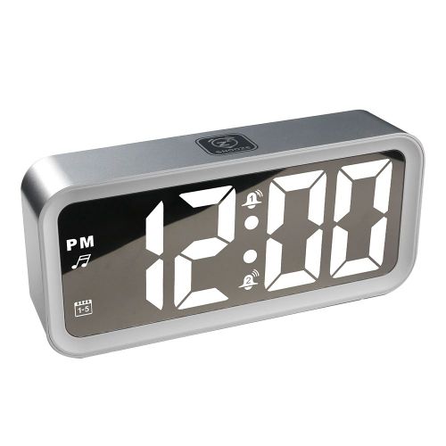 Hjlian Reveil Numerique A Led Avec Miroir, Alimente Par Usb, Avec Fonction Repetition, Pour Chambre A Coucher