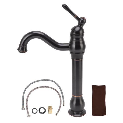 Hjlian Robinet De Style Retro Europeen En Laiton A Poignee Unique, Controle Facile, Avec Tuyau D'eau Chaude Et Froide