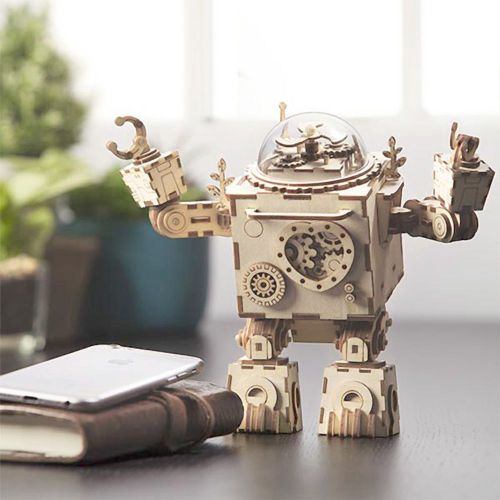 Hjlian Robot A Monter Soi-Meme Pour Enfants, Boite A Musique, Jouet D'experimentation Physique, Decoration D'interieur