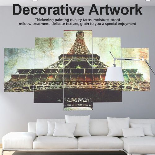 Hjlian (Sans Cadre) 5 Peintures Murales Decoratives, Ouvre D'art Moderne, Image De Couture De La Tour Eiffel
