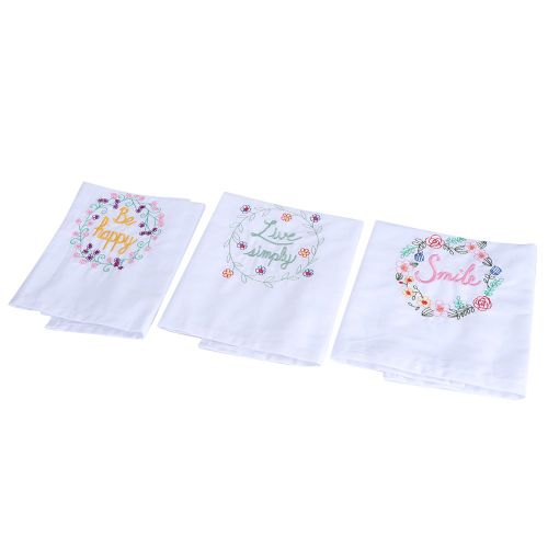 Hjlian Serviette De Table En Papier Brodee Avec Lettres Anglaises, Decoration Pour La Maison, Une Fete De Mariage, Un Motif Smile + Live Simply + Be Happy