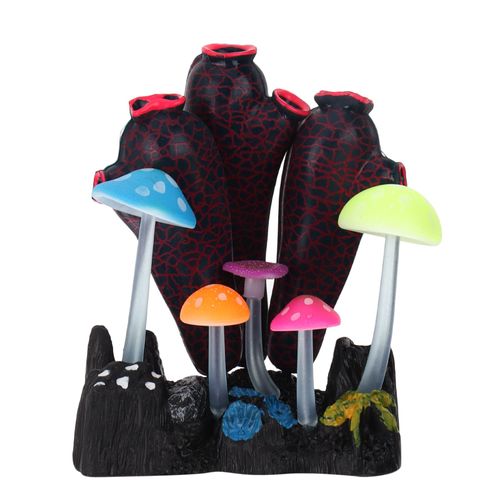 Hjlian Simulation D'amenagement Paysager D'aquarium De Poissons, Champignon, Arbre Marin, Plante De Simulation D'aquarium En Silicone Pour Aquariums De Poissons