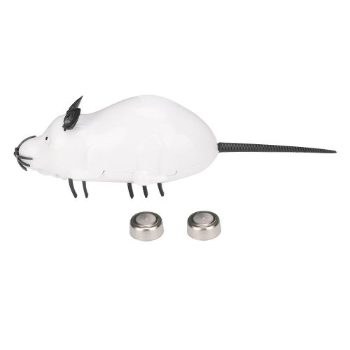 Hjlian Souris Electrique Pour Chat Et Animal De Compagnie, Jouet Vibrant Rotatif Et Interactif (Rat Blanc)