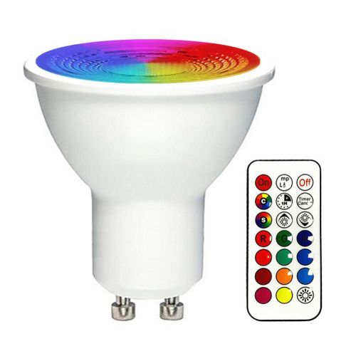 Hjlian Spot Led Rgbw Gu10 A Changement De Couleur, 2 Modes D'eclairage, Ampoule Led Rgb 3 W Avec Telecommande, Fonction De Minuterie Et De Memoire, Pour Bar, Scene, Fete