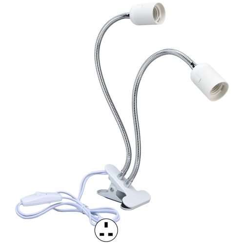 Hjlian Support De Lampe De Bureau A Clip, Reglable A 360, Flexible, En Alliage D'aluminium, E27/E26, Pour Chambre A Coucher, Bureau, Prise 100-240 V, Prise Britannique
