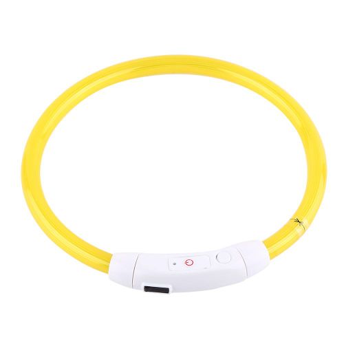 Hjlian Tube Lumineux Led Rechargeable De 50 Cm, Clignotant, Securite, Collier Pour Chien, Fournitures Pour Animaux De Compagnie, Avec Port Usb (Jaune)