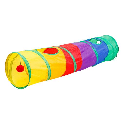 Hjlian Tunnel Arc-En-Ciel Pliable En Polyester Pour Chat, Jouet Toutes Saisons Avec Trous D'observation. Jouez Heureux.