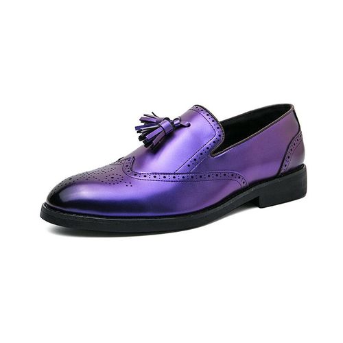 Hkdq-Chaussures En Cuir Verni  Glands lgants Pour Hommes,Mocassins  Enfiler Dcontracts,Chaussures Provoqu Brogue Violet,Mode - 38