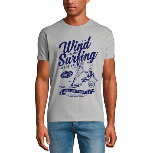 Homme Tee-Shirt Aventure En Planche  Voile - Le Paradis Des Surfeurs - Wind Surfing Adventure - Surfers Paradise - T-Shirt Graphique co-Responsable Vintage Cadeau Nouveaut