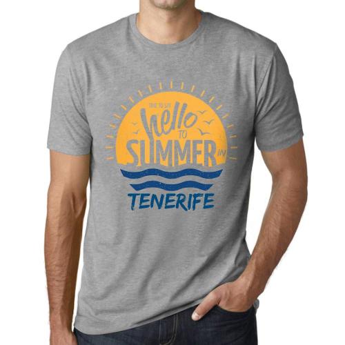 Homme Tee-Shirt Il Est Temps De Dire Bonjour  L't  Tenerife - Time To Say Hello To Summer In Tenerife - T-Shirt Graphique co-Responsable Vintage Cadeau Nouveaut