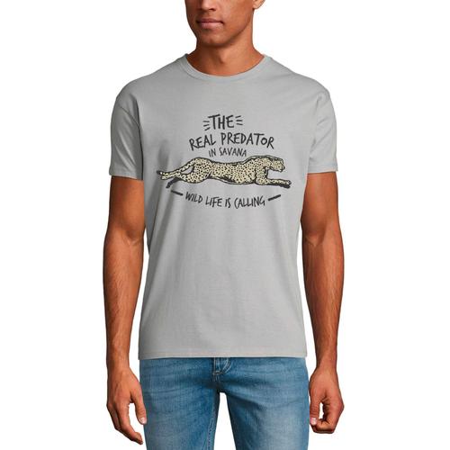 Homme Tee-Shirt Vritable Prdateur De La Savane Sauvage - Le Gupard - Real Predator In Savana Wild Life - Cheetah - T-Shirt Graphique co-Responsable Vintage Cadeau Nouveaut