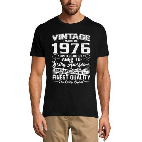 Homme Tee-Shirt - Vintage Made In 1976 Aged To Being Awesome - 48 Ans T-Shirt Graphique Ide Cadeau 48e Anniversaire Vintage Anne 1976 Nouveaut