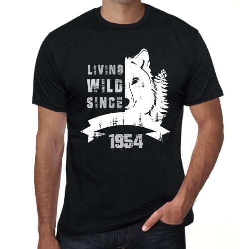 Homme Tee-Shirt Vivre  L'tat Sauvage Depuis 1954 - Living Wild Since 1954 - 70 Ans T-Shirt Graphique Ide Cadeau 70e Anniversaire Vintage Anne 1954 Nouveaut