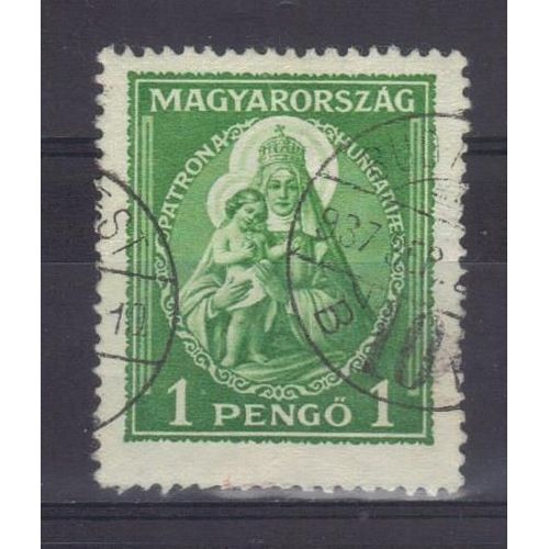 Hongrie 1982 : Madone Et L'enfant - Timbre 1 P. Vert-Jaune Oblitr