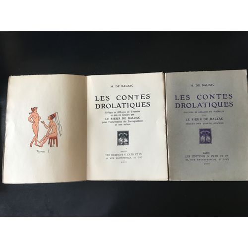 Honor De Balzac - Les Contes Drolatiques, Colligez Ez Abbayes De Touraine - Ilustrations En Couleurs, Hors-Texte, De Joseph Hmard - Complet, 2 Tomes - (ditions G. Cres - 1926)   