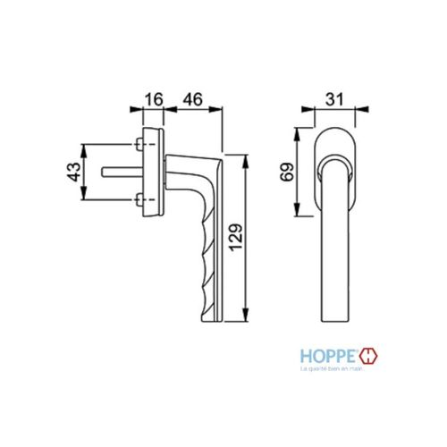 Hoppe Brest Poigne De Fentre Secustik 90, 7x32-42mm, Blanc Ral 9016, Rf. 10716694