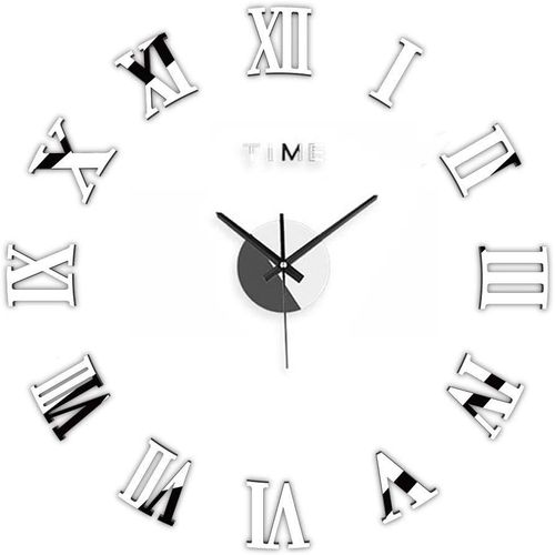 Horloge Murale 3d  Faire Soi-Mme, Moderne, Sans Cadre, Grande Horloge Murale 3d  Faire Soi-Mme, Miroir, Autocollants, Kit De Dcoration D'intrieur Pour Salon, Chambre  Coucher (Argent)