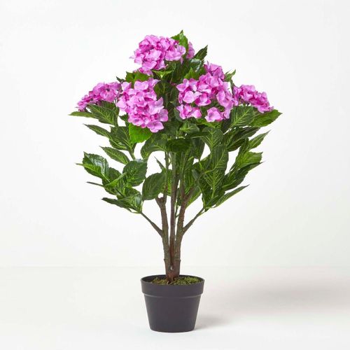 Hortensia Artificiel Lilas En Pot, 85 Cm