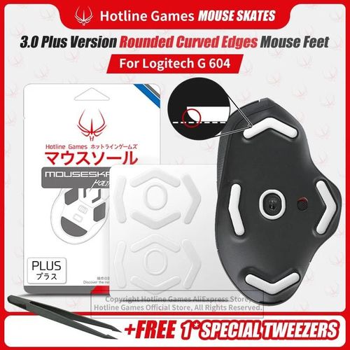 Hotline Games 3.0 Plus-Patins de pieds de souris  bords arrondis et incurvs, pour Logitech Gliquidiity Gaming, remplacement de tapis de souris, 2 ensembles For G604