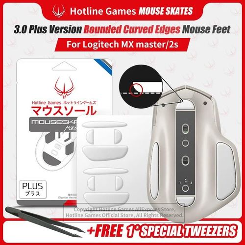 Hotline Games 3.0 Plus-Patins de souris  bords arrondis et incurvs pour Logitech MX Master 2 2 s, remplacement de tapis de souris de jeu, 2 ensembles 2Sets mouse feet