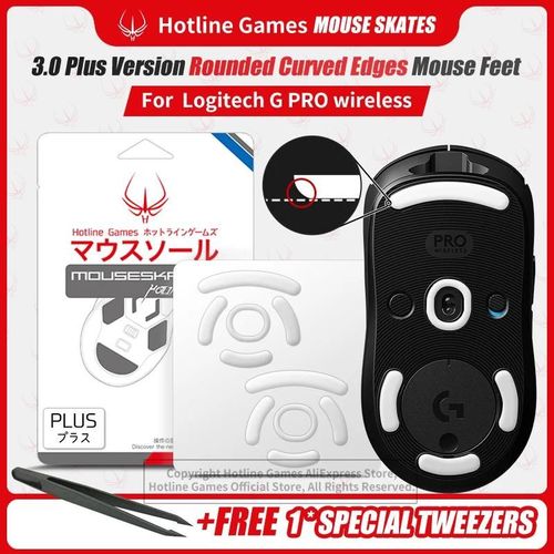 Hotline Games 3.0Plus-Patins de souris  bords arrondis et incurvs pour Logitech G Pro, sans fil GPW, remplacement de tapis de souris de jeu, 2 ensembles 2sets Thick 0.8mm