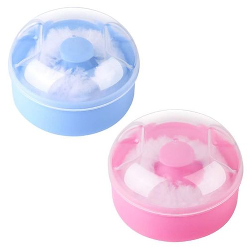 Houppette  Poudre Pour Bb Avec tui lgant - Laine Acrylique Douce, Rose Et Bleu, Idale Pour Tous Les ges