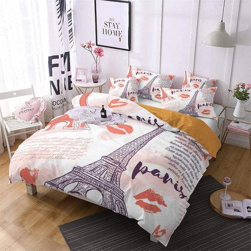 House De Couette Cm X Cm Tour Eiffel Paris Housse Couette Ado Avec Deux Taies D'oreiller X Cm Doux Confortable Polyester-Coton Linge De Lit