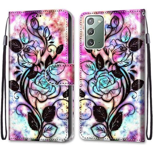 Housse  Rabat Portefeuille Pour Samsung Galaxy Note20,Coque En Cuir Pu Pour Samsung Note20,Etui De Protection Motif Avec Support Magntique Portables Case Pour Samsung Note20,Fleurs Creuses
