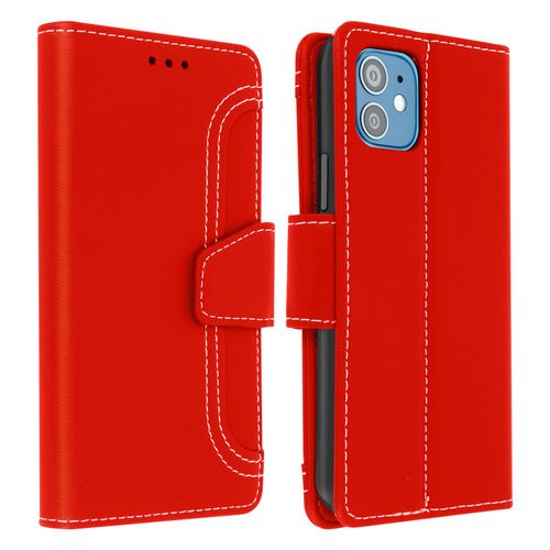 Housse Apple Iphone 12 Mini tui Folio Portefeuille Fonction Support Rouge