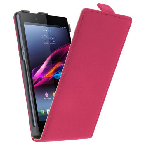 Housse Coque Etui  Rabat En Simili Cuir Rose Pour Sony Xperia Z
