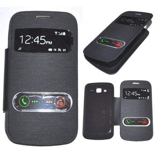 Housse Coque Etui Etui  Rabatfolio Cache Batterie Noir Pour Samsung Galaxy Core Plus