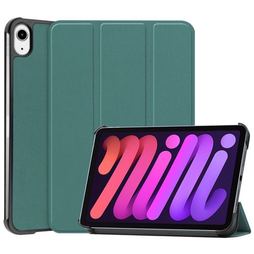 Housse Coque tui Pour Ipad Mini 6 8.3 Pouces,Et Fonction D'hibernation Automatique Tablette Tactile Antichoc Protection,Avec Support  Trois Volets- Vert Fonc