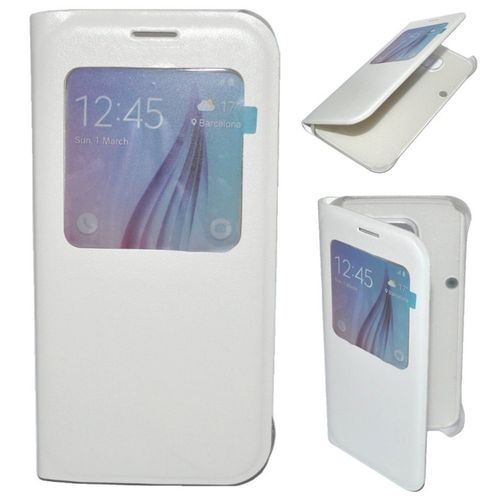 Housse Coque Etui View Etui  Rabat Blanc Pour Samsung Galaxy S6