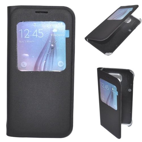 Housse Coque Etui View Etui  Rabat Noir Pour Samsung Galaxy S6