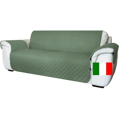 Housse De Canap 4 Places - Housse De Canap Avec Accoudoirs - Assise 200 Cm - Impermable - Rversible - Antidrapant - Aux Taches - Aux Rayures - Housse De Canap Moderne - Vert