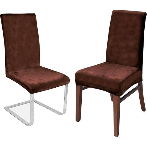 Housse De Chaise En Velours,Spandex De Bout Droit Avec La Bande lastique, La Grande Dame De Velours Dinant La Chaise Pour Le Banquet De Fte D'htel De Restaurant (Caf Noir,6 Pack(M))