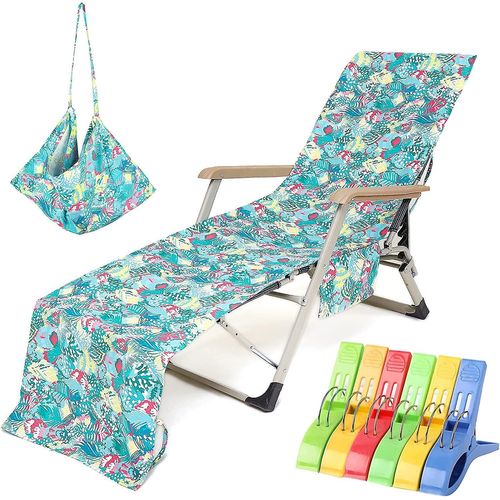 Housse De Chaise Longue Avec Poches  Design Antidrapant Pour La Plage Et La Piscine, Microfibre Douce, Portable Et Pratique