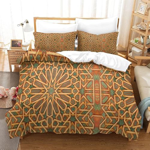 Housse De Couette Ethnique Exotique Housse De Couette En Microfibre Brossee Douce 3 Pieces Avec Ensembles De Literie A Fermeture A Glissiere Avec Taies D'oreiller Assorties