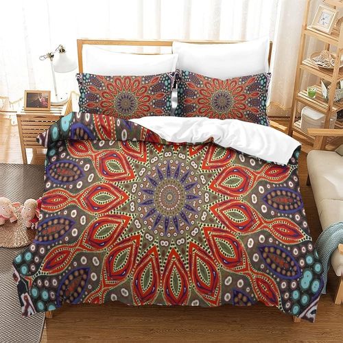 Housse De Couette Ethnique Exotique Housse De Couette En Microfibre Brossee Douce 3 Pieces Avec Ensembles De Literie A Fermeture A Glissiere Avec Taies D'oreiller Assorties